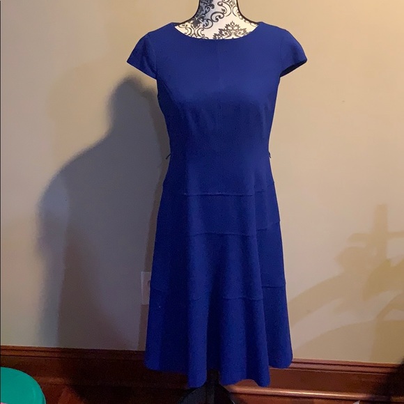 anne klein navy blue dress Anne Klein Women's Twist-Front A-Line Midi Dress - Deep Navy